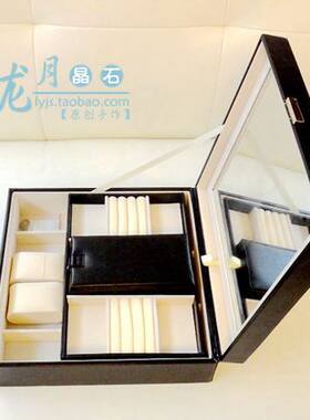 【真皮质首饰盒】欧式首饰箱 饰品盒 收纳 双层多格绒布 带锁