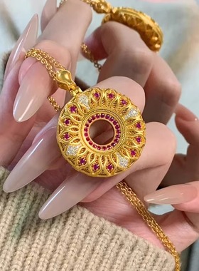 18K金宫廷风镶钻平安扣毛衣链