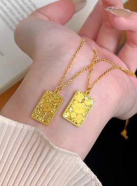 18K金招财猫碎碎冰吊坠小众项链