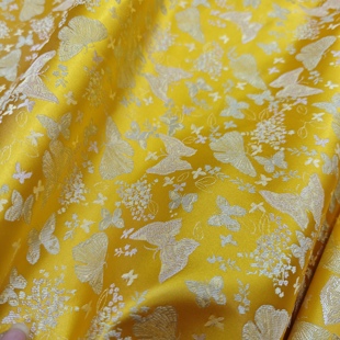 饰手工提花织锦古DIY包装 金黄饰蝴蝶国风旗袍童装 娃丝绸缎布料装