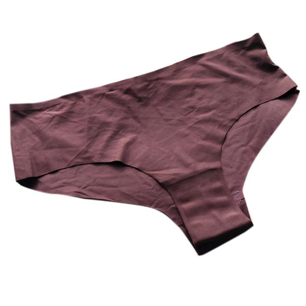 出口外贸丝滑女内裤咖色纯色低档棉质女性感基本款三角裤无痕内裤