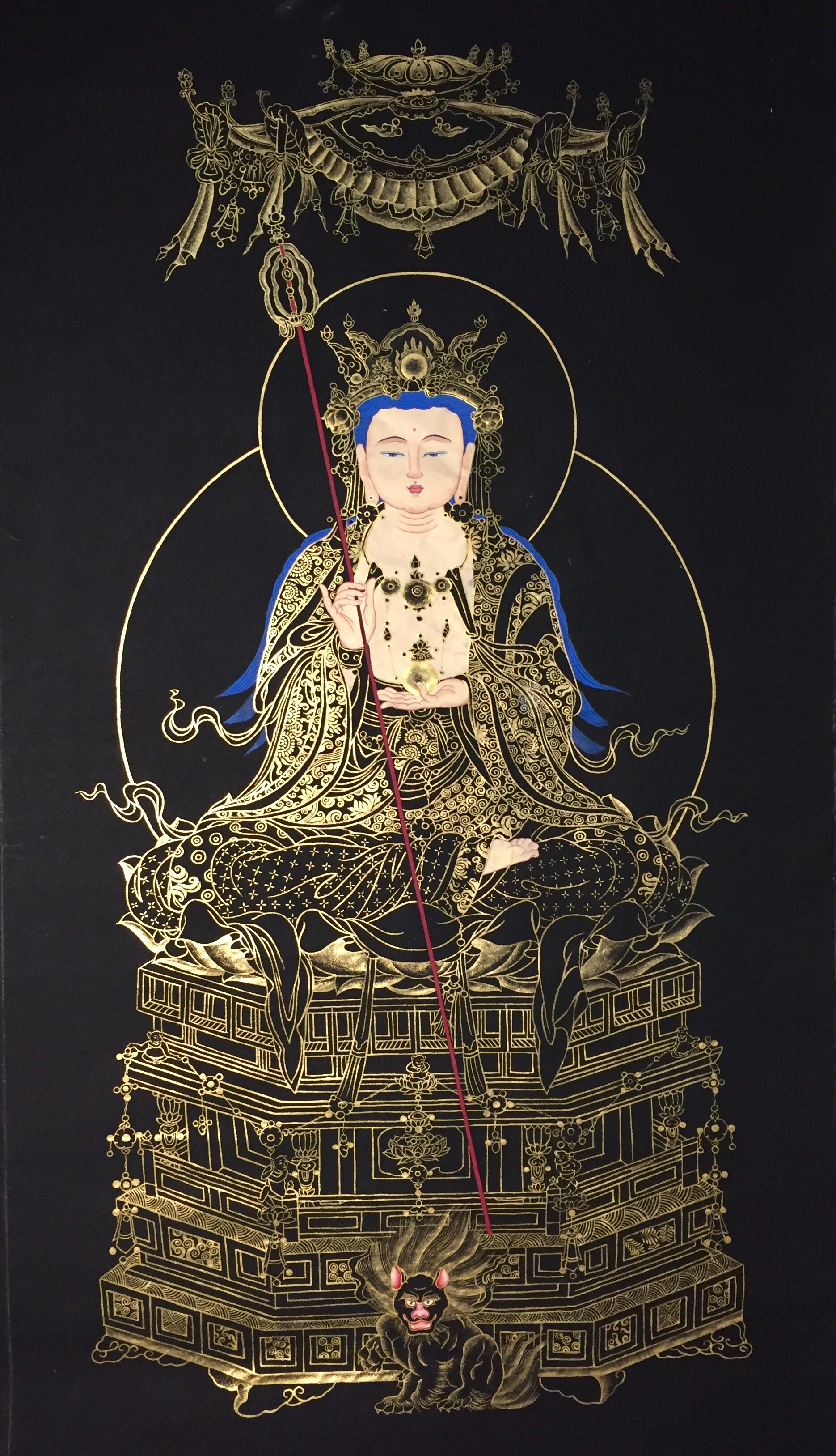 地藏王菩萨自画唐卡描金手绘 diy自画佛像装饰画线稿l临摹涂色画