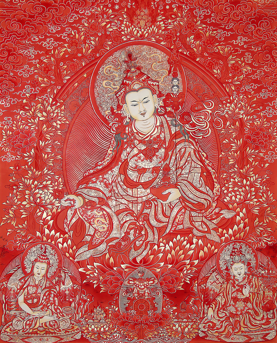 唐卡描金莲花生大士莲师线稿手绘静心减压涂色自画diy礼物线稿