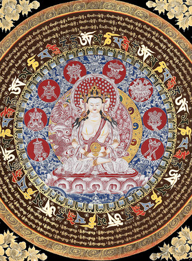 唐卡diy手绘描金挂画大日如来坛城梵文描金线稿佛像咒轮涂色礼物
