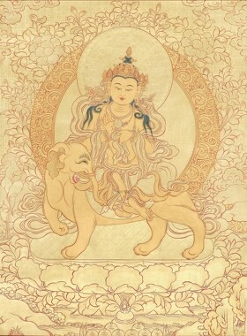 唐卡描金普贤菩萨线稿手绘diy