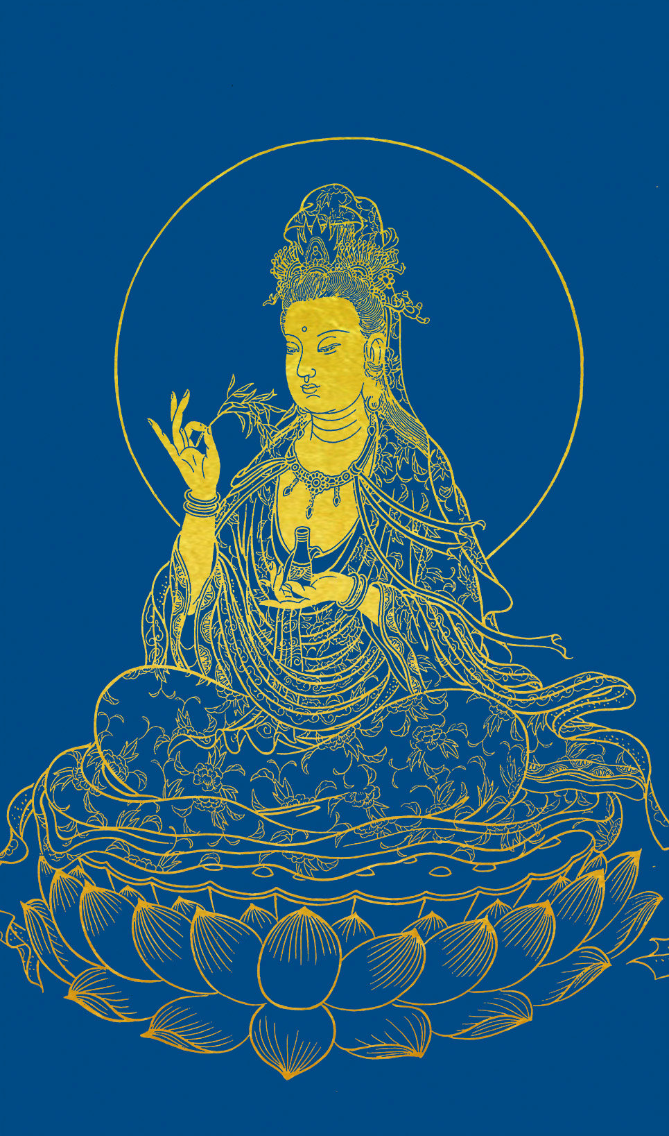 自画唐卡线稿diy杨柳观音菩萨手绘静心减压涂色礼物装饰画图案