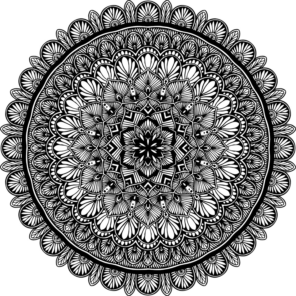 曼陀罗涂色画diy手绘填色减压静心色彩练习线稿临摹