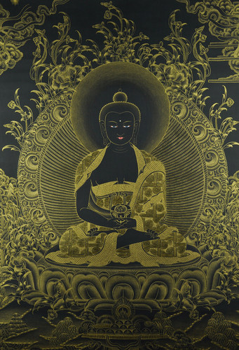 装饰画唐卡描金自画佛像进口纯棉