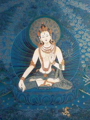 唐卡手绘DIY描金度母观音圣像佛像临摹填色西藏艺术手绘diy线稿