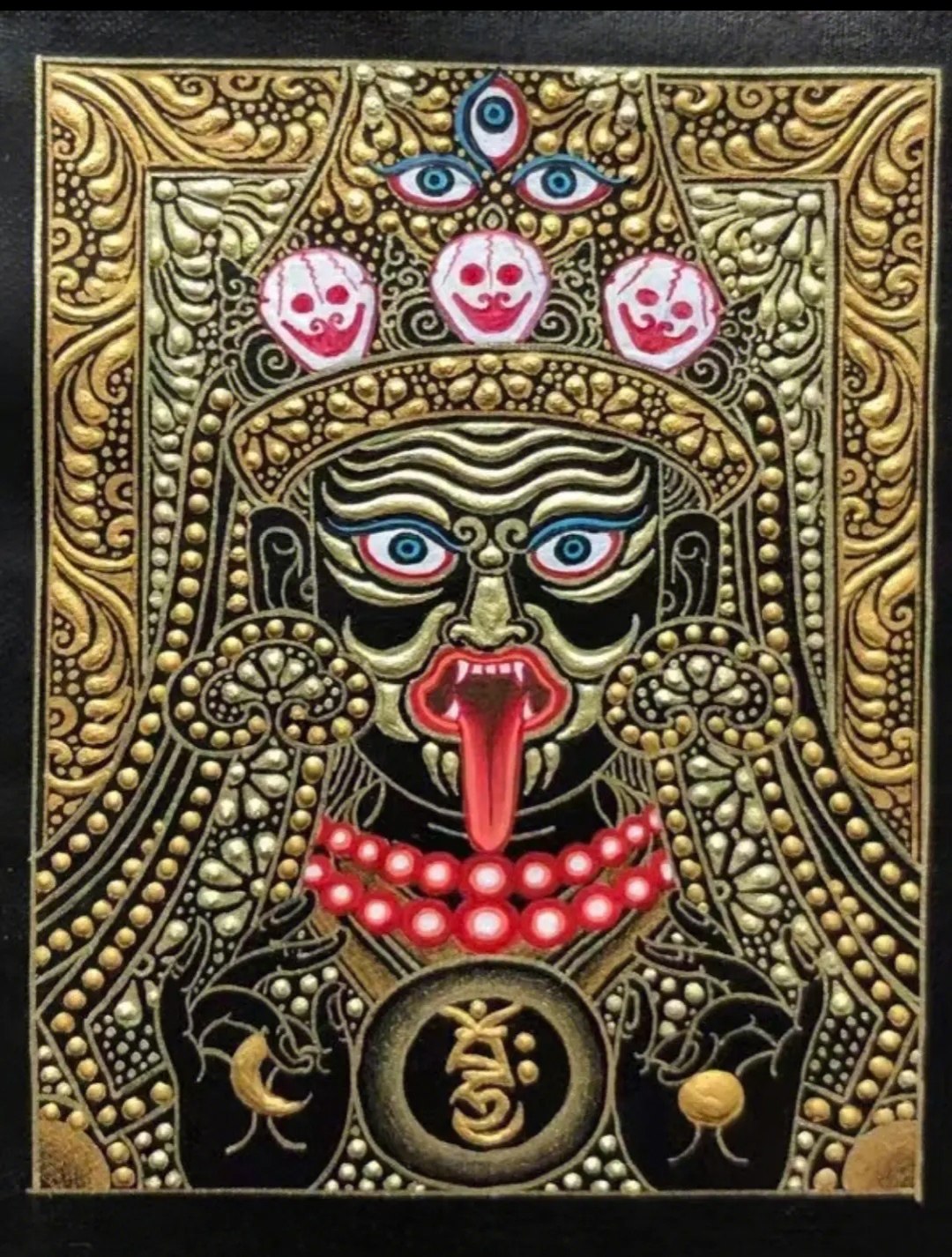 前世今生扎基拉姆吉祥天母藏地财神如意吉祥小唐卡实木摆件