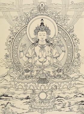 唐卡描金观音度母财宝diy油画