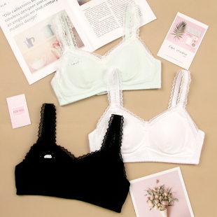 纯棉日系清新少女无钢圈文胸高中学生大学定型聚拢成熟期女士胸罩