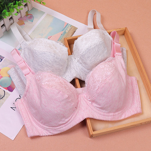 女士防下垂收副乳文胸软钢圈搭扣式胸罩无海绵蕾丝边定型内衣胸衣