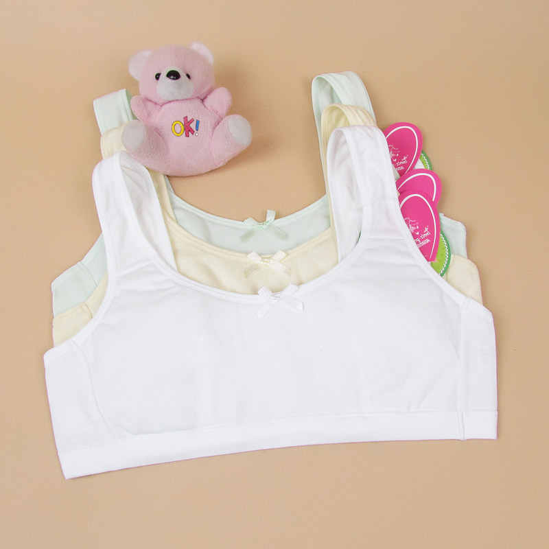 纯色纯棉小学生无钢圈背心式内衣薄款少女文胸发育期大童儿童罩胸