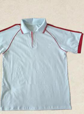 夏季中小学生校服短袖白色T恤翻领初高中生男女运动休闲POLO衫薄