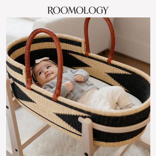 婴儿床非洲进口手工编织草编天然