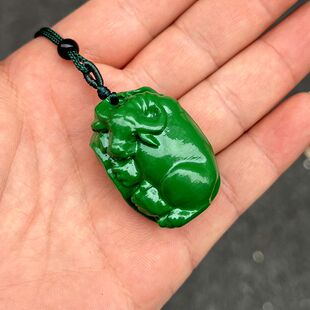 实木绿色木牛吊坠木雕十二生肖木质牛招财木头水牛新中式工艺挂坠