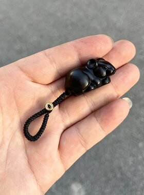 黑檀木老鼠子鼠钥匙扣随身鼠挂件