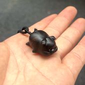 实木黑檀木猪吊坠挂件木头黑色小猪木质十二生肖黑猪新中式 木挂坠