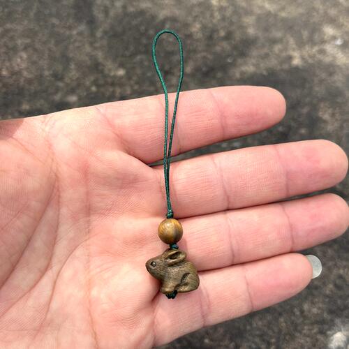 绿檀木卯兔吊坠新中式本命年