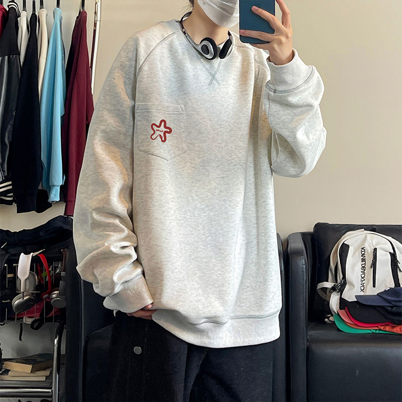 潮流坎车撞色线圆领印花卫衣大码休闲内搭上衣W4656-P41【特价】,男装卫衣,电商A007