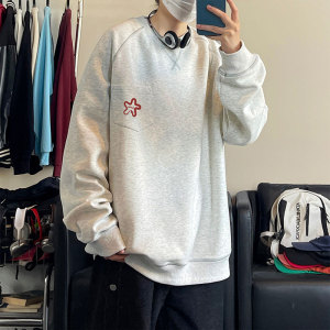 潮流坎车撞色线圆领印花卫衣大码休闲内搭上衣W4656-P41【特价】图片
