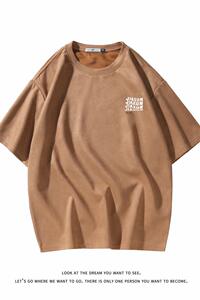 夏季大码休闲潮流美式麂皮绒字母印花短袖T恤T3462-P22【特价】图片