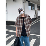 韩版潮流复古格子大码翻领短袖衬衫内搭外套DC2223-P26【特价】，男装衬衫，电商A007