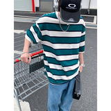 夏季潮流条纹宽松圆领短袖T恤男女百搭上衣T3601-P30【特价】，男装T恤，电商A007