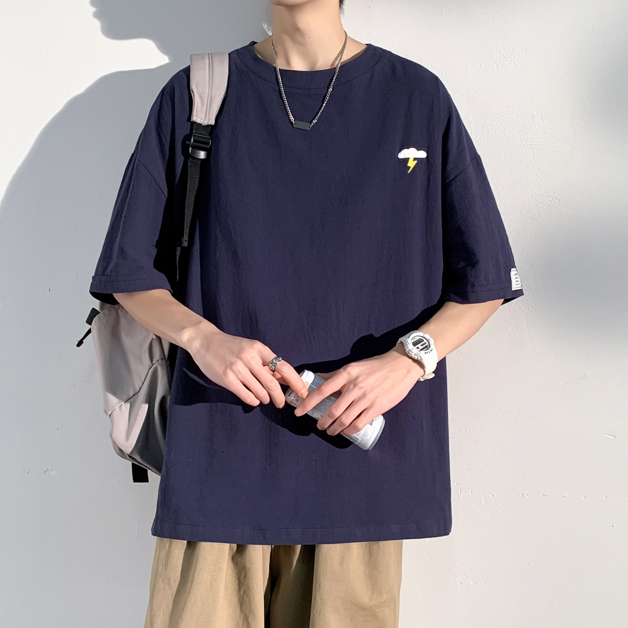 光影墙港风潮休闲大码新款短袖T恤大码款号T125-P19【特价】,男装T恤,电商A007