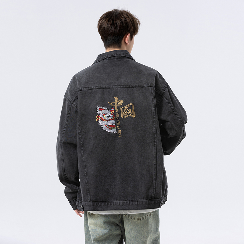 休闲大码复古潮流立体剪裁做旧牛仔外套夹克JA6030-P75【特价】，男装工装外套，电商A007