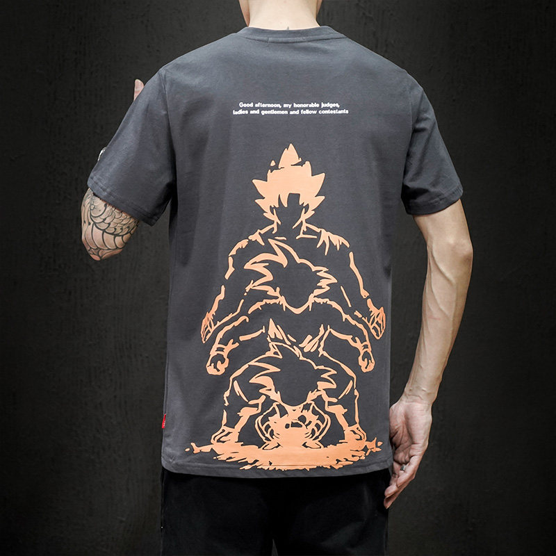 Japanese black wall model summer casual printing short sleeve T-shirt trend