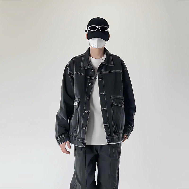 春季潮流小标休闲大码宽松男女立体牛仔外套夹克J301-P65【特价】,男装工装外套,电商A007