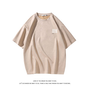 夏季大码休闲潮流美式麂皮绒字母印花短袖T恤T3462-P22【特价】图片