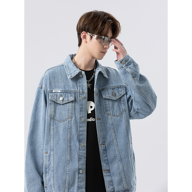 休闲大码复古潮流立体剪裁做旧牛仔外套夹克J1131-P75【特价】，男装工装外套，电商A007