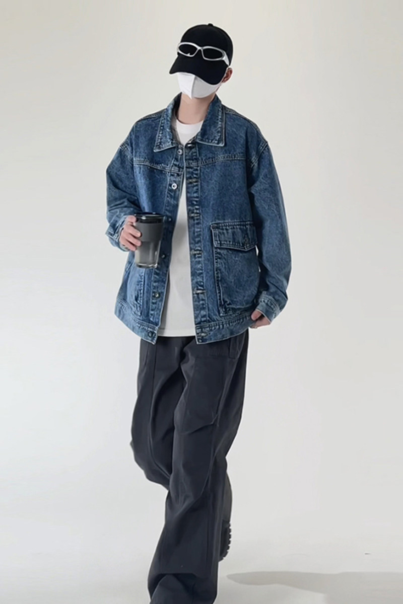 春季潮流小标休闲大码宽松男女立体牛仔外套夹克J301-P65【特价】,男装工装外套,电商A007