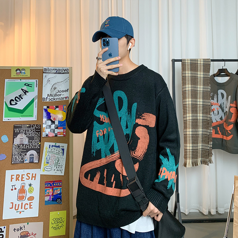 Autumn Winter Hong Kong style model sweater Pullover lettering leisure trend