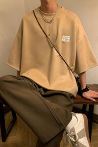 夏季大码休闲潮流美式麂皮绒字母印花短袖T恤T3462-P22【特价】图片