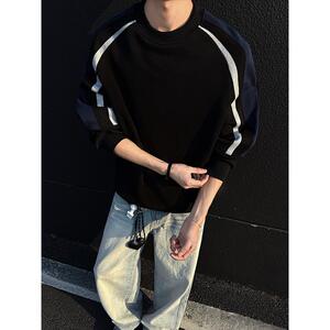 美式潮流拼接卫衣男2025春秋季新款cleanfit撞色宽松休闲内搭上衣图片