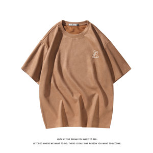春夏潮流大码休闲美式印花圆领麂皮绒短袖T恤 T3389-P22【特价】图片