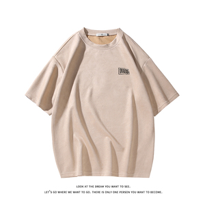 夏季大码休闲潮流美式麂皮绒字母印花短袖T恤T3620-P22【特价】图片