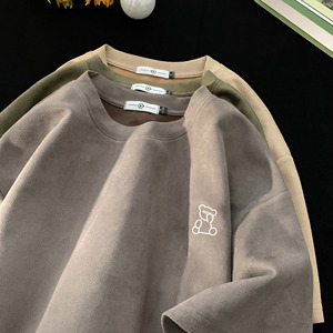 春夏潮流大码休闲美式印花圆领麂皮绒短袖T恤 T3389-P22【特价】图片
