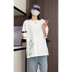 风新中式重磅240克双纱精梳棉半袖短袖T恤T3517-P25【特价】图片