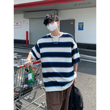 夏季潮流条纹宽松圆领短袖T恤男女百搭上衣T3601-P30【特价】，男装T恤，电商A007