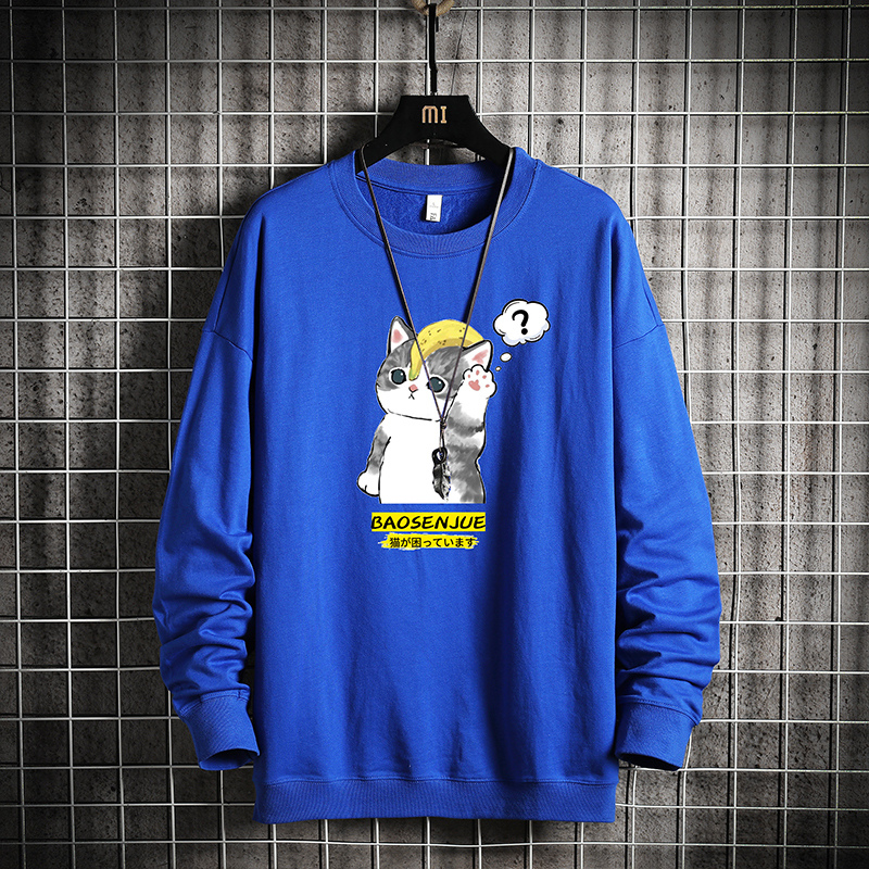 Autumn round neck sweater printing Japanese mesh hanging style leisure