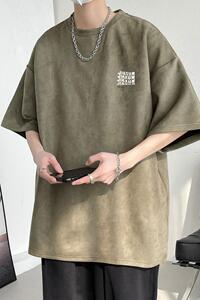 夏季大码休闲潮流美式麂皮绒字母印花短袖T恤T3462-P22【特价】图片