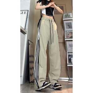 美式拉链条纹运动裤男复古宽松阔腿休闲长裤K8603-特价P35图片