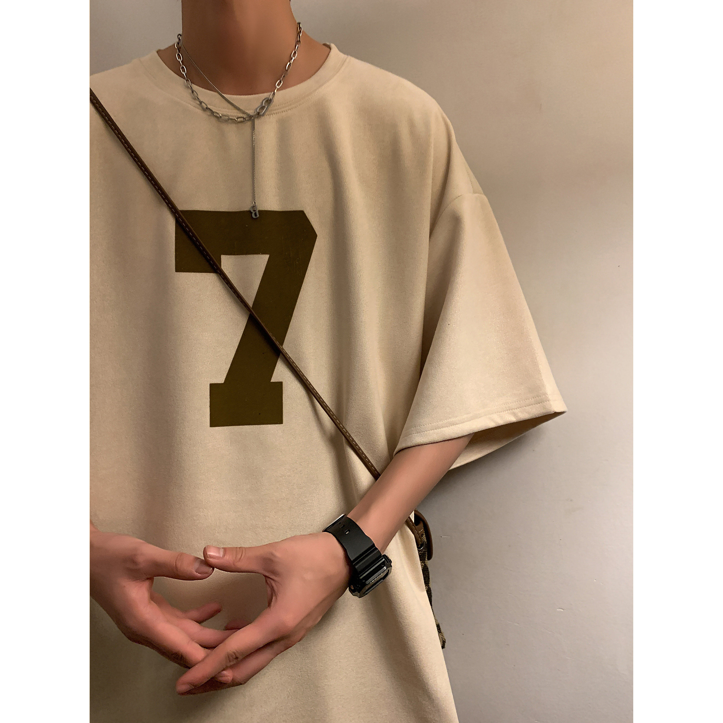 夏季潮流大码美式休闲麂皮绒植绒印花短袖T恤T3366-P25【特价】图片