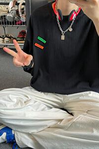 夏季休闲基础流行针织垂感圆领贴标短袖T恤T3397-P27【特价】Q图片