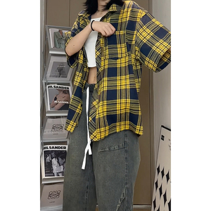 夏季潮流复古格子大码休闲男短袖衬衫DC2178-P27【特价】Q图片